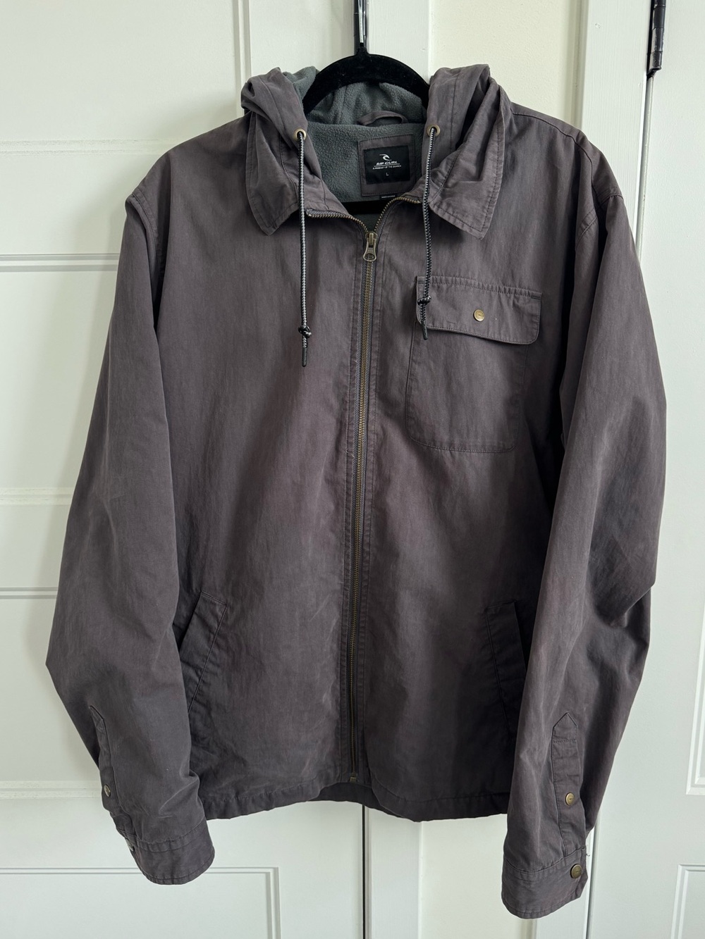 Rip Curl Raffa Hooded Utility / Gorpcore Full Zip Up Jacket in Charcoal Grey